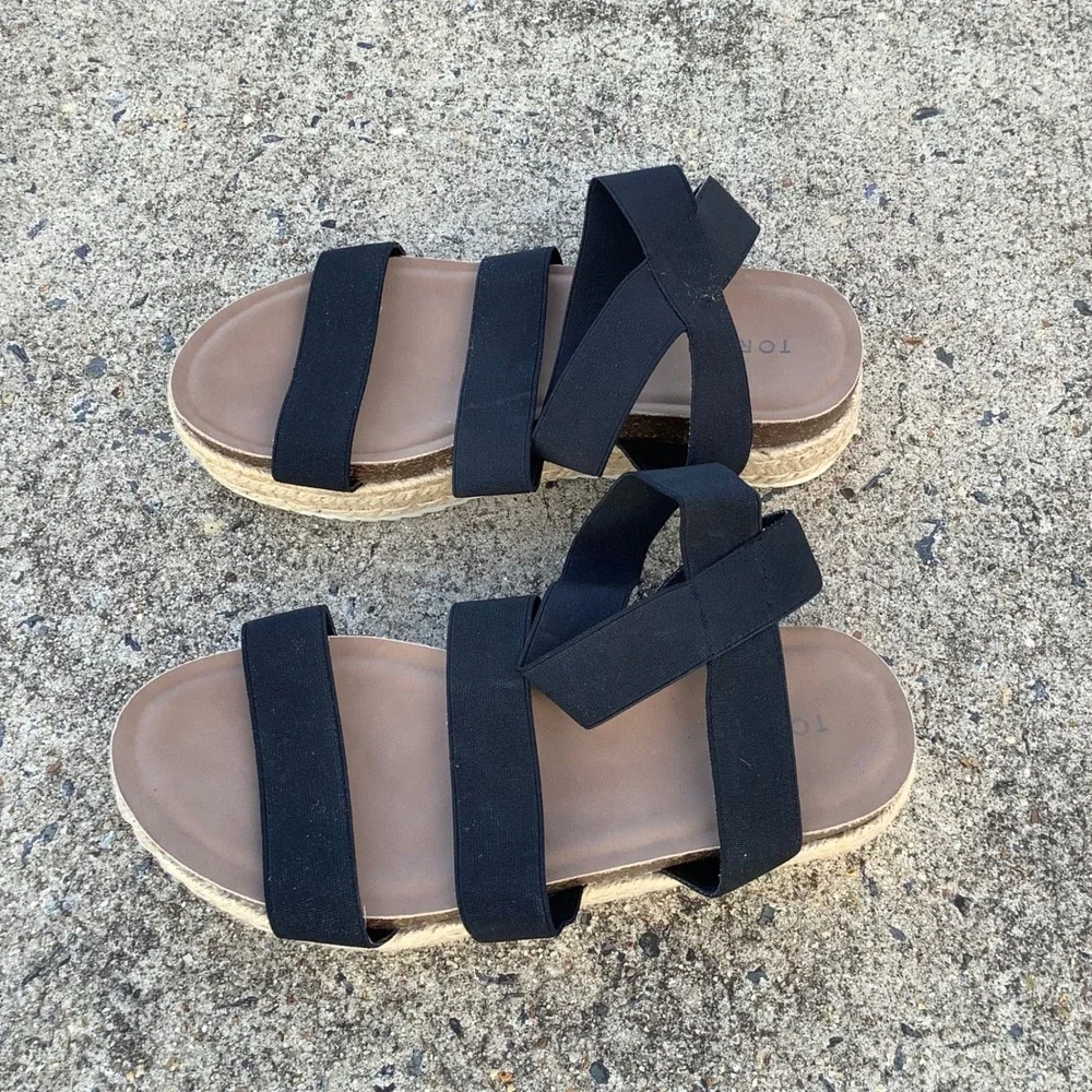 Torrid Black Multi Strap Elastic‎ Espadrille Flatform Sandals Womens 9.5WW